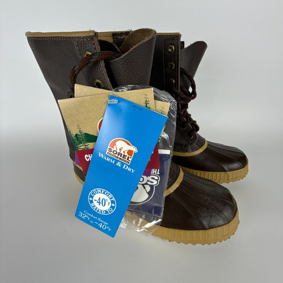 Vintage Sorel Caribou Winter Snow Boots Mens 7 Arctic Pac ChocolateCanada New